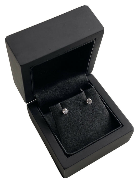 White gold finish round cut created diamond stud earrings