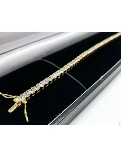 Yellow gold finish round cut created diamond tennis bracelet