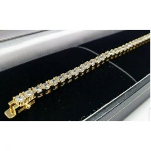 Yellow gold finish round cut created diamond tennis bracelet